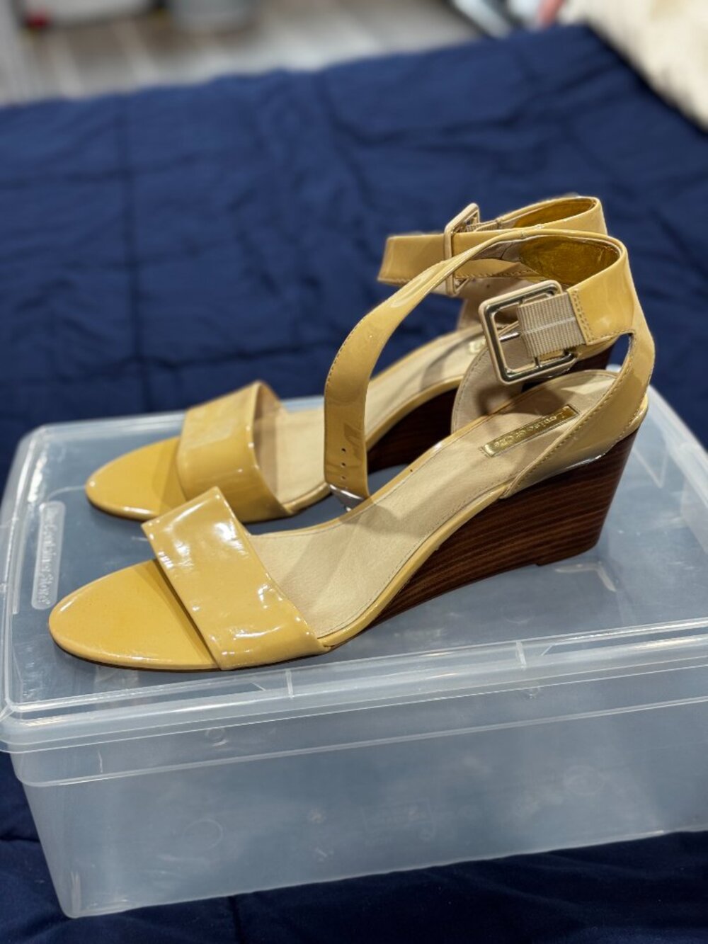 Louise et Cie Leather Ankle-Strap Wedge Sandals  | Size 13